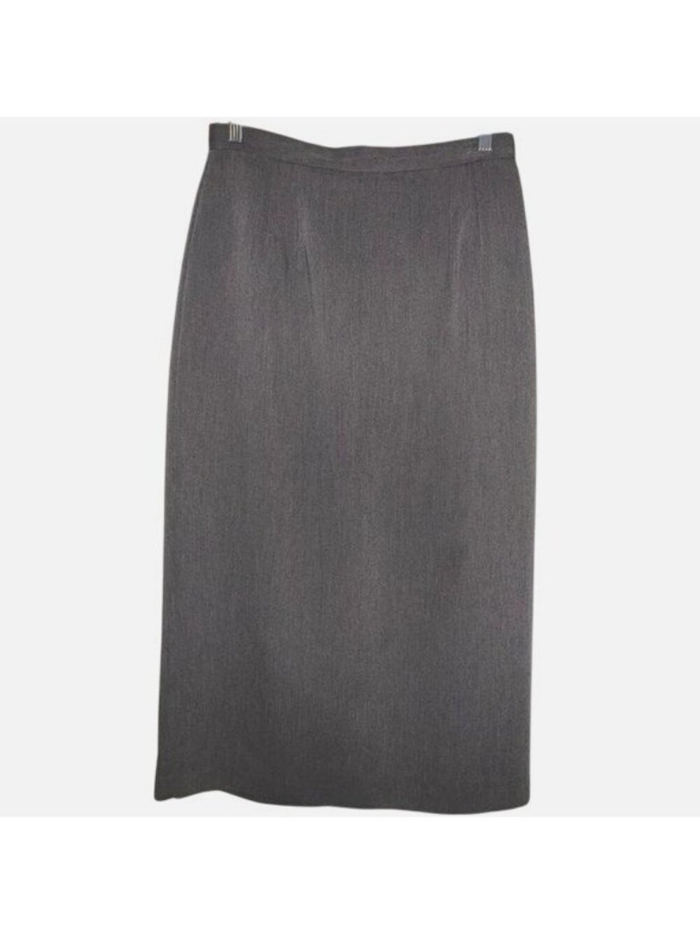 Isaac Hazan Vintage Dark Gray Pencil Skirt Size 12 Back Button Detail Knee-Lengt
